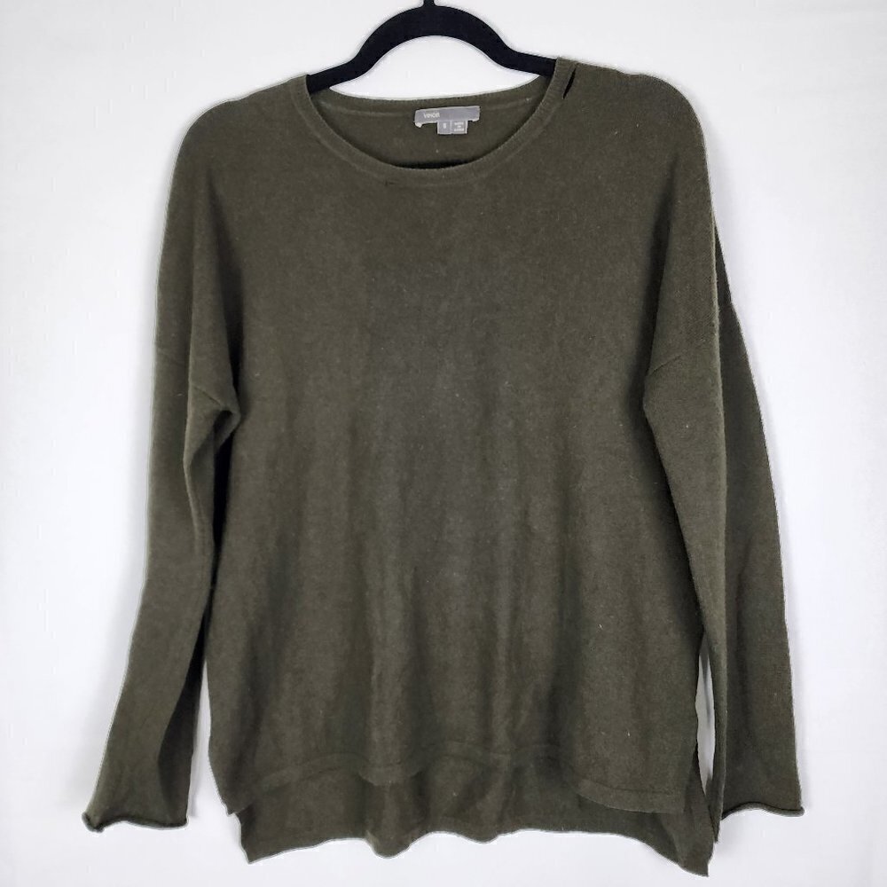 Vince Womens Olive Green Crewneck Relaxed Knit Sweater Size S Small